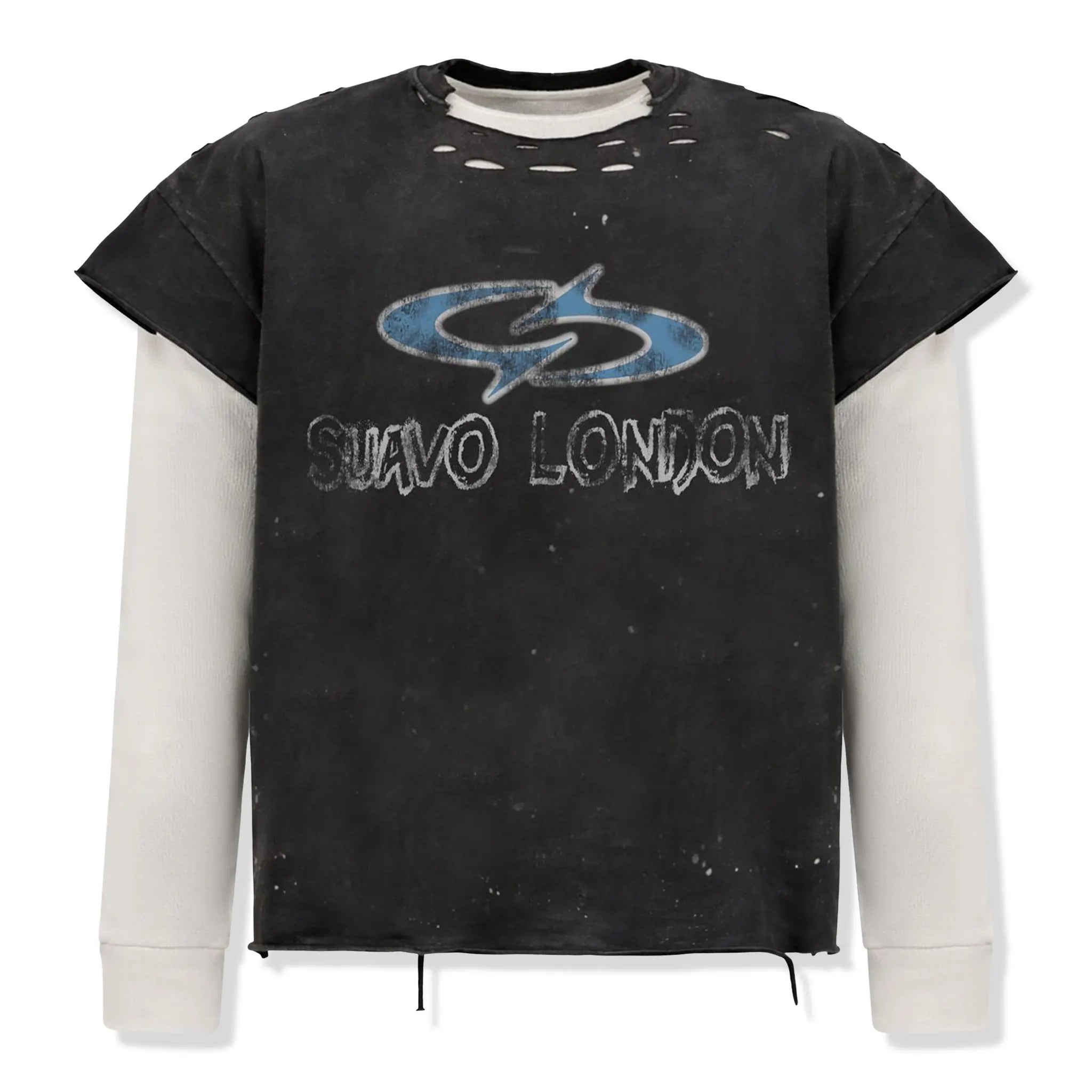 Front View of Suavo London Thermal Washed Black